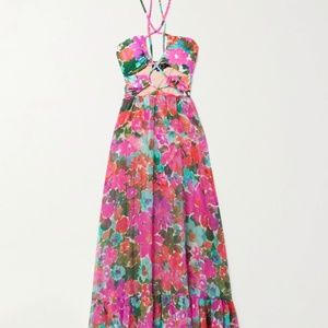 PatBO Gabi Cutout Floral-Print Halterneck Maxi Dress Size XS